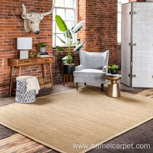 Natural fiber large seagrass floor area rug